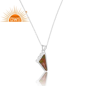 Último diseño 925 plata esterlina Natural Unakite piedra preciosa colgante collar joyería personalizada para mujer regalo para ella - Product Image 2