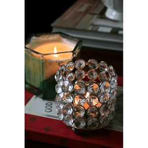 Centres de table de mariage en perles de cristal faits à la main support votif pour la maison et le décor d'éclairage de table de mariage - Product Image 1