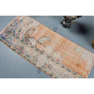 Alfombra Vintage de Lana Turca Ecológica de 180 cm x 420 cm, Color Naranja y Azul, Alfombra Clásica Rectangular de Gran Tamaño para Comedor con Revestimiento de Látex - Product Image 4