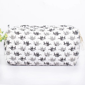 กระเป๋าเครื่องสำอางพิมพ์ลายบล็อกมือขนาดใหญ่เป็นมิตรกับสิ่งแวดล้อมมีซิปกระเป๋าเดินทาง - Product Image 4