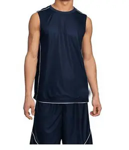 Setelan seragam basket murah, seragam basket sepenuhnya sublimasi, setelan latihan tanpa lengan, baju basket motif kustom dan celana pendek