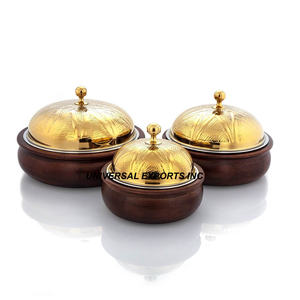 Casserole en métal poli miroir Casserole de luxe design à double paroi faite à la main Réchauffeur d'aliments en métal fantaisie de dernière arrivée - Product Image 3