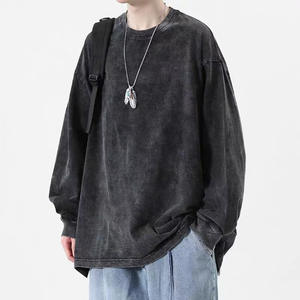 Sweat-shirt surdimensionné pour homme, épais, à manches longues, à épaules, en coton délavé, décontracté, avec impression personnalisée - Product Image 2