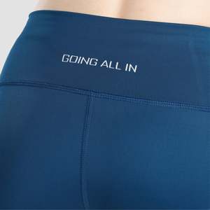 Pantalon de yoga Aero Flow turquoise en tissu tricoté respirant avec élasthanne, effet push-up, contrôle du ventre, fonction thermique et logo à la taille - Product Image 5