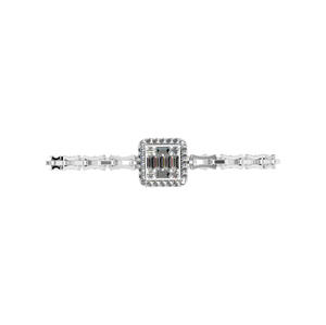 Bracelet élégant en platine 950 pour femmes, or 14 carats, baguette, moissanite, diamant carré, bijoux à maillons fins pour cadeaux - Product Image 4