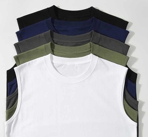 Camiseta sin mangas de gimnasio para hombre 100% algodón al por mayor, con logo personalizado, transpirable, de secado rápido, ecológica, de punto, para fitness, running, casual, lisa. - Product Image 2