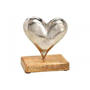 Hot Selling Unique Design Christmas Figurines Aluminum Heart Shape <b>Ornaments</b> with <b>Wooden</b> Base Home Decoration Festive Occasion - Product Image 1