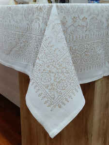 Nappe 100% Coton Véritable Imprimée à la Main Motif Jaal Doré Faite à la Main Lavable Absorbante avec Emballage Personnalisé - Product Image 2