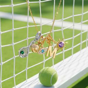 Colgante de raqueta de tenis Jeulia Move My Way con piedra de nacimiento personalizada - Product Image 6