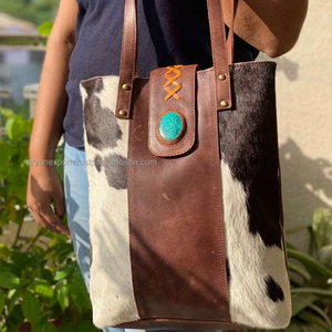 กระเป๋าโท้ทหนังวัวแท้ทำมือ กระเป๋าหนังผู้หญิง กระเป๋าช้อปปิ้งหนังขนสัตว์ - Product Image 1
