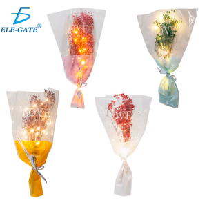 Bouquet Decorativo di Fiori di Riso con Luci LED Calde, Regalo Perfetto per San Valentino, Include Involucro in Cellophane e Batterie - Product Image 6