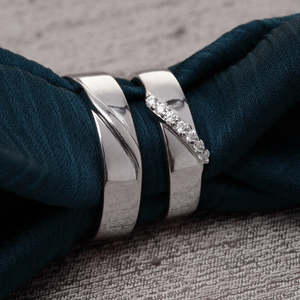 NOVAMART Fine Premium 925 Pure Sterling Silver Men's <b>Ring</b> Rhodium Plated with Diamond and Zircon Inlay Perfect Gift for <b>Couples</b> - Product Image 2