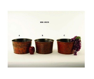 กระถางทองเหลืองสำหรับตกแต่งชุด3ชิ้นมีรูปทรงและขนาดที่กำหนดเองได้ - Product Image 1