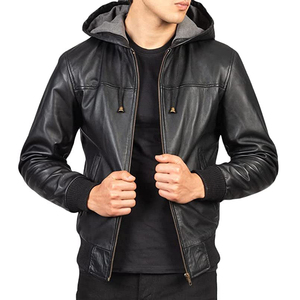 Nouvelle arrivée Veste en cuir de moto Meilleur matériau Veste en cuir imperméable Prix de gros Veste en cuir à capuche Homme - Product Image 6