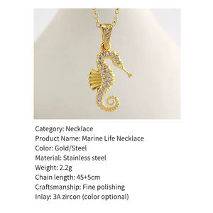 Nuovo Design placcato oro 18k collana serie mare in acciaio inox conchiglia granchio ciondolo collana per donne gioielli di lusso regalo - Product Image 5