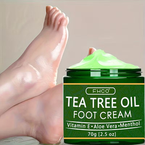 Crème pour les pieds à l'huile <span class=keywords><strong>d</strong></span>'arbre à thé naturelle avec vitamine E, aloe vera, menthol, exfoliante, élimination des peaux mortes, hydratante pour les pieds - Product Image 4
