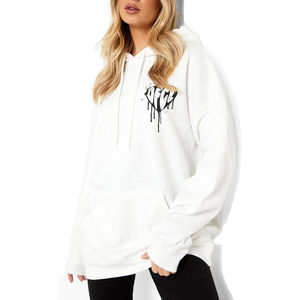 Sudaderas con capucha de hombro caído de gran tamaño de buena calidad para mujer 100% Material de algodón Impresión de logotipo personalizado Servicio OEM - Product Image 1