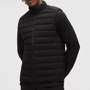 Trending Solid Canvas Transpirable Zipper Front Sin mangas Puffer Vest Hip Hop Winter Outer Wear Jacket - Product Image 1