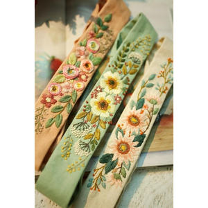 Floral Embroidered <b>Headband</b> Linen Turban Cute Flower Garden Embroidery Hairband Vintage Hair Accessories OEM Made in Vietnam - Product Image 1