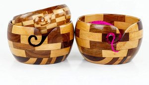 Handcrafted Wooden Yarn Dispenser Bowl Turned Wood for Artisan <b>Knitting</b> and Yarn Storage Indian Model Music Style - Product Image 5