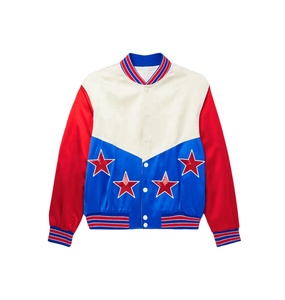 Custom Embroidered <b>Sequins</b> Patch Men Satin Varsity Bomber <b>Jacket</b> Colorblock Baseball Letterman <b>Jacket</b> - Product Image 1