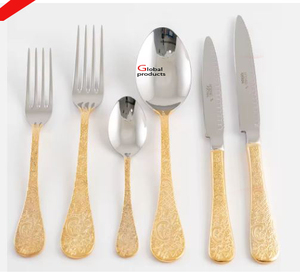 unique look golden finished metal stainless steel cutlery with flower design <strong>handle</strong> for hotel restaurant and bar - Product Image 4