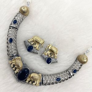 ชุดโชคเกอร์ออกแบบสไตล์ช้างหรูหราพร้อมต่างหูขนาดเล็กสำหรับผู้หญิงและเด็กผู้หญิงสำหรับงานแต่งงานและงานเทศกาลชุดงานแต่งงาน - Product Image 2