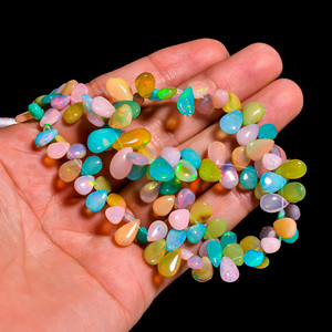 Cuentas de ópalo de fuego múltiples, cuentas de ópalo, cuentas de pera de ópalo etíope multicolor, cuentas de piedras preciosas de ópalo Welo, fabricación de joyas de piedras preciosas de ópalo - Product Image 3