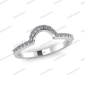 925 Sterling Silver Women's <b>Wedding</b> Semi Mount Ring Set Curved Half Eternity Tennis Band CZ Blank Breastmilk <b>Keepsake</b> Jewelry - Product Image 4