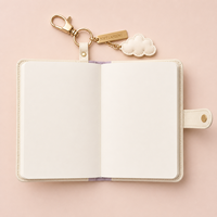 LABON Carnet de poche A7 personnalisé à couverture souple en PU crème lavande avec breloque nuage et lune, OEM ODM