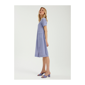 Robe en coton très colorée pour femmes avec fermeture éclair, manches courtes, sans doublure, sans poche - Product Image 2