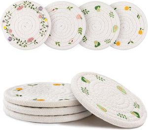 จานรองแก้วปอกระเจาทำด้วยมือชุดที่รองแก้วเครื่องดื่มแบบถักไม่ลื่น4.3สำหรับเครื่องดื่ม - Product Image 3