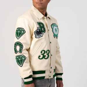 Melbo เสื้อแจ็คเก็ตกีฬาสำหรับผู้ชาย, เสื้อแจ็กเก็ตทีมเบสบอลปักลายตัวอักษรกันลมสำหรับฤดูหนาว - Product Image 4