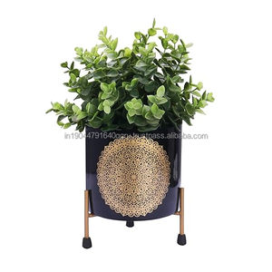 Olla de metal negro con estampado dorado de lujo de Venta caliente con soporte triple a bajo precio - Product Image 1