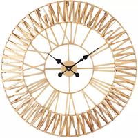 Reloj de pared romano de alambre de hierro y Metal de ratán Natural de latón AK, reloj de pared de Diseño de Interiores elegante para salón de casa o dibujo de habitación