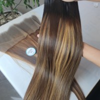 Lots de Cheveux Humains Vietnamiens Bruts de Haute Qualité en Gros, Frontal Lisse et Soyeux, Ondulé, Couleur Marron, Toutes Couleurs Disponibles
