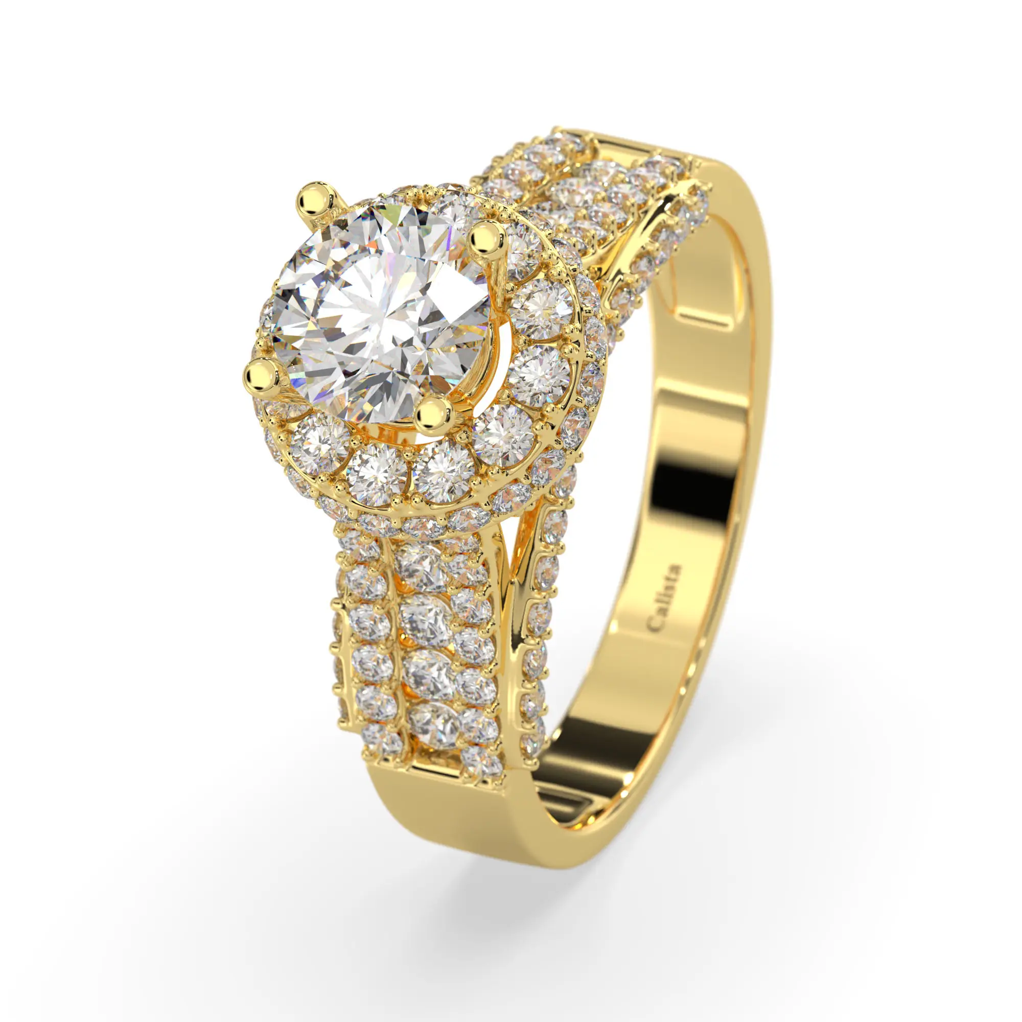 Style classique bague de fiançailles bijoux femmes 10K or jaune pierres zircon cubique anneaux rond brillant coupe Vietnam fabricant