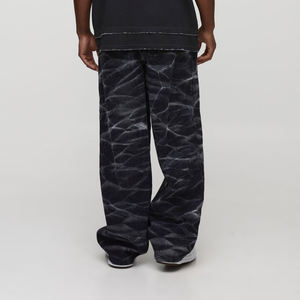 กางเกงยีนส์ทรงหลวมผ้าคอตตอนซักของผู้ชายทรงหลวมผ้าเดนิมสไตล์ไม่เหมือนใครสำหรับผู้ชายผ้าซัก100% โลโก้ออกแบบได้ตามที่ต้องการ - Product Image 5