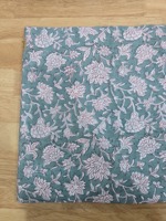 Tissu en coton écologique de qualité supérieure, imprimé à la main au bloc traditionnel, poids moyen, pour sacs et chemises, fond vert sauge intense