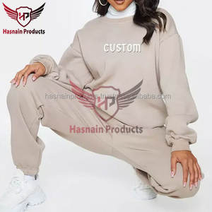 Jersey de invierno de talla grande para mujer con estampado personalizado, sudadera clásica de gran tamaño con hombros caídos, 100% de algodón, logotipo OEM, 2 uds. - Product Image 4