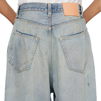 Jean décontracté ample de haute qualité pour homme, coupe droite, jambe large, style streetwear, taille mi-haute, délavé, personnalisé, brodé