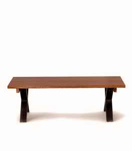 <b>Rustic</b> Home Furniture Solid Top Coffee <b>Table</b> with Iron X-Shaped Legs for Living Room Office or Lounge - Product Image 1