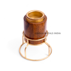 Quemador de Incienso Decorativo de Acero Inoxidable con Base de Madera Marrón Oscuro, Exportador y Fabricante al por Mayor - Product Image 5