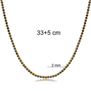 Black Zircon Stone Design <b>Tennis</b> <b>Necklace</b> Handmade Wholesale Turkish 925 <b>Sterling</b> <b>Silver</b> Jewelry - Product Image 2