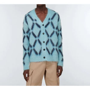 Suéter de Punto Jacquard Afelpado con Botones, Cárdigan de Manga Larga Extra Grande para Hombre, de Alta Calidad, con Logotipo Personalizado para Invierno, OEM/ODM - Product Image 3