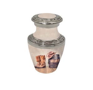 Urna de cremación de aluminio de alta calidad para cenizas humanas urnas de recuerdo Seashore Stone Theme Impreso - Product Image 3