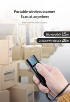 Mini scanner de codes-barres 2D portable, lecteur QR sans fil Bluetooth 2.4G avec base de charge, scanner de poche pour l'inventaire