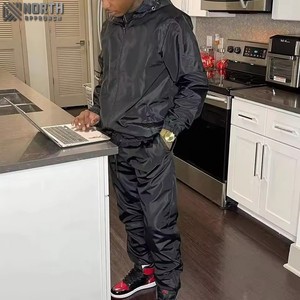 Ensembles pantalons de survêtement et sweat à capuche à logo personnalisé pantalon à jambe droite survêtement 2 pièces ensemble pantalons de survêtement et sweat à capuche en coton vêtements de jogging pour hommes - Product Image 2
