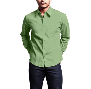 ชุดเดรส2024เข้ารูปสำหรับผู้ชายเสื้อคอตตอนสีล้วนแห้งเร็วระบายอากาศได้ดีชุดธุรกิจสีพื้นติดกระดุม - Product Image 1