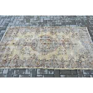Turkish Rug, 3.7x6.8 ft Area Rug, <b>Brown</b> White <b>Wool</b> Rug - Product Image 3